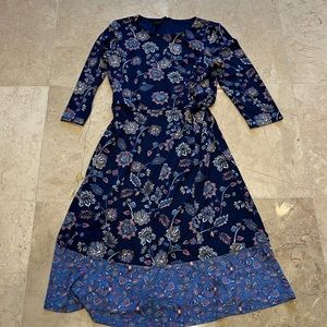 Talbots navy floral mid calf dress💙
